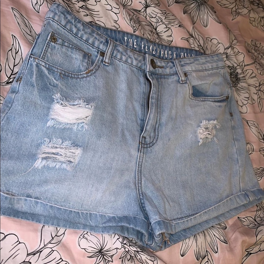 High waisted mom jean shorts